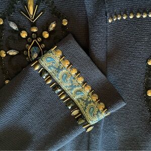 Beautiful bead and brocade  embellished Chicos long cardigan